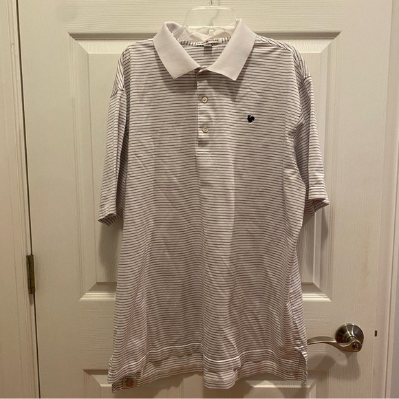 Peter Millar White and Navy Polo Shirt Classic Design - Picture 2 of 5